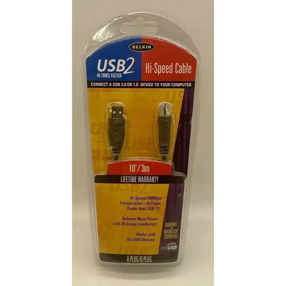 Belkin USB‎ 2.0 F3U133-10 USB2 Hi-Speed Cable- NEW
